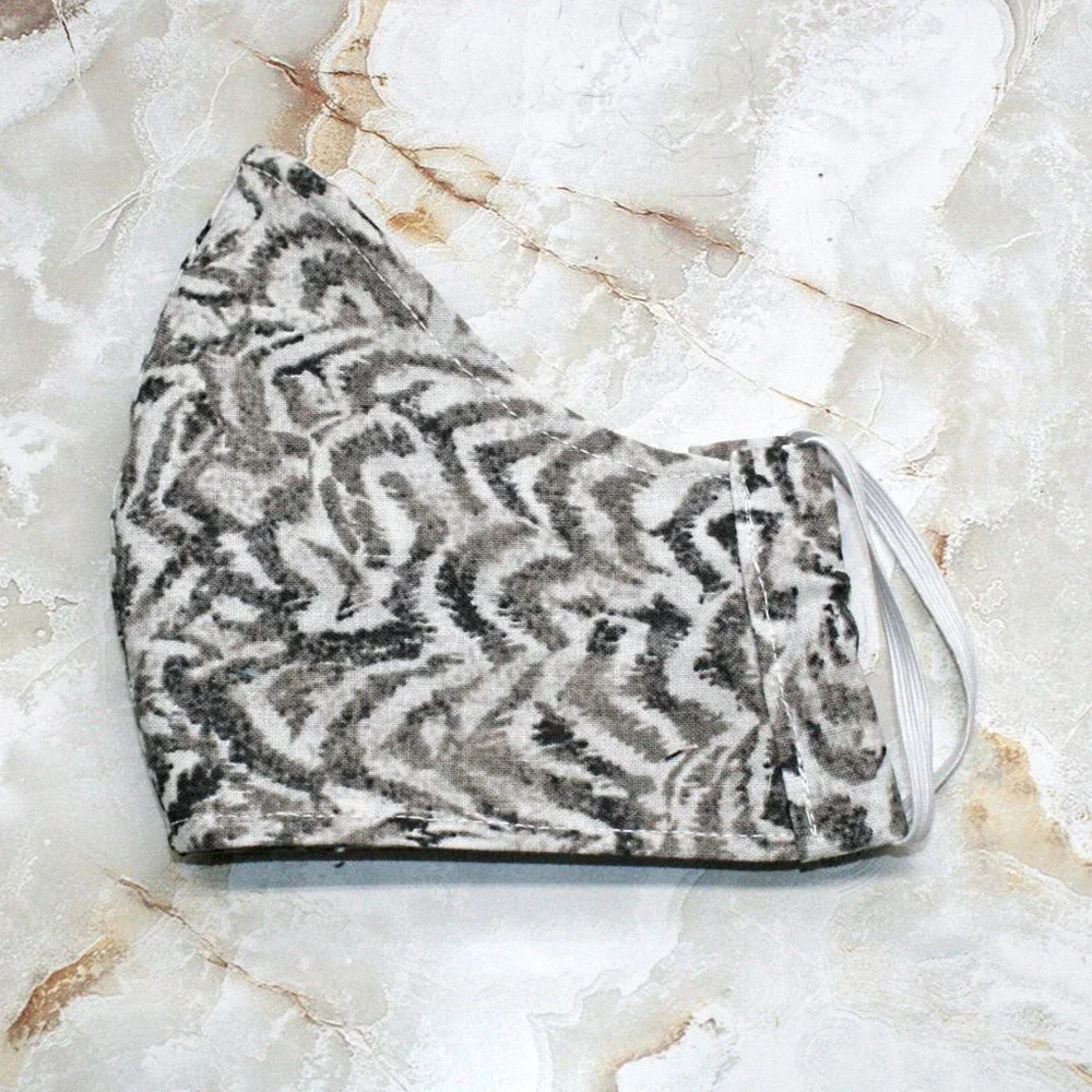 HAND CRAFTED Face Mask Abstract Zebra Adult Cloth Fabric Print - Shield Style